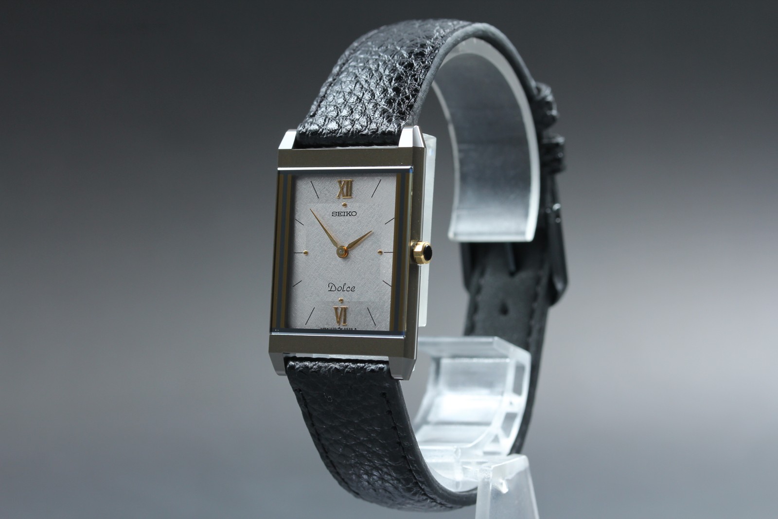 Vintage 1986 [N MINT] SEIKO CERAMICS DOLCE 1220-5300 Quartz Tank Men’s Watch