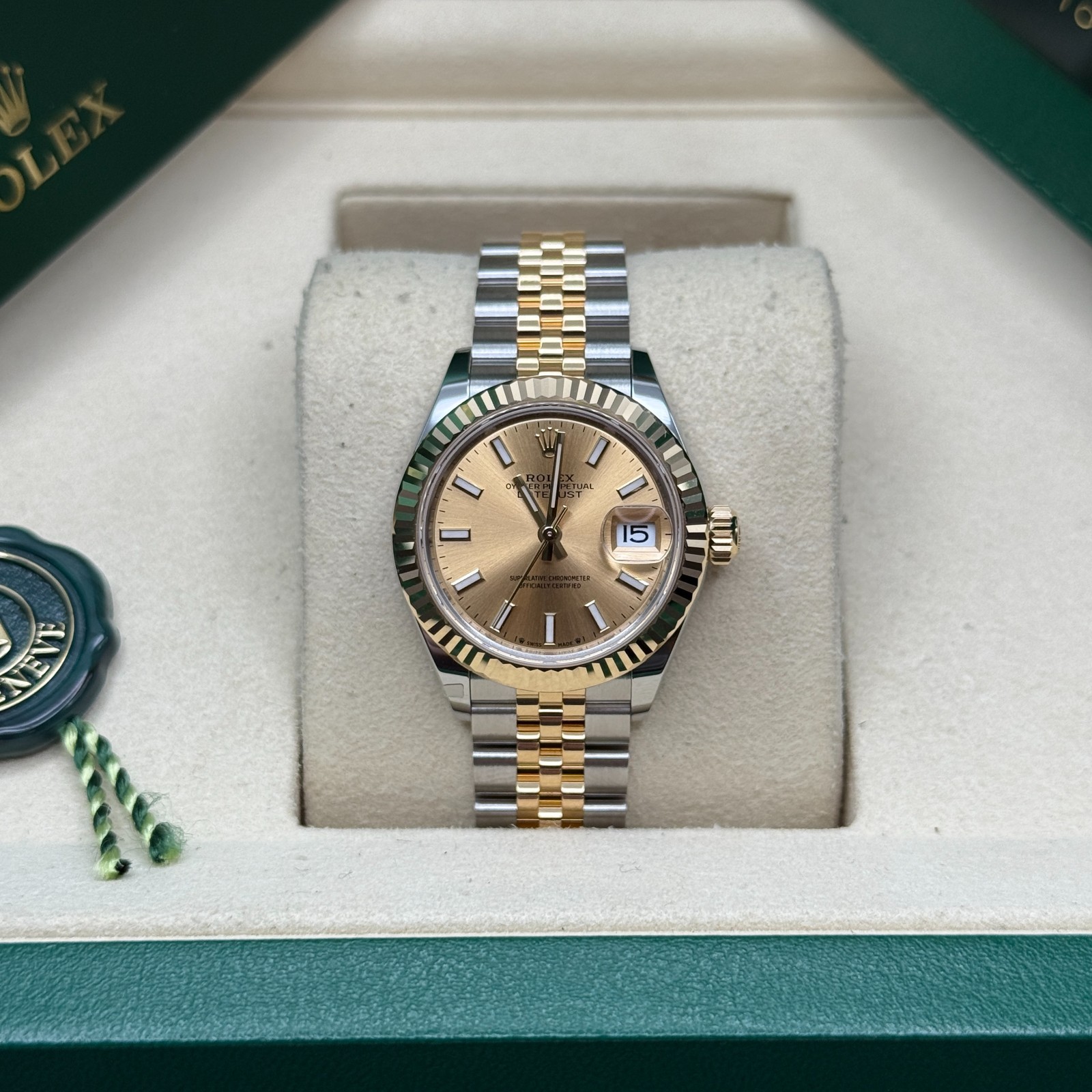 Rolex Lady-Datejust NEW 2026 Champagne Index Two Tone Yellow Gold Jubilee