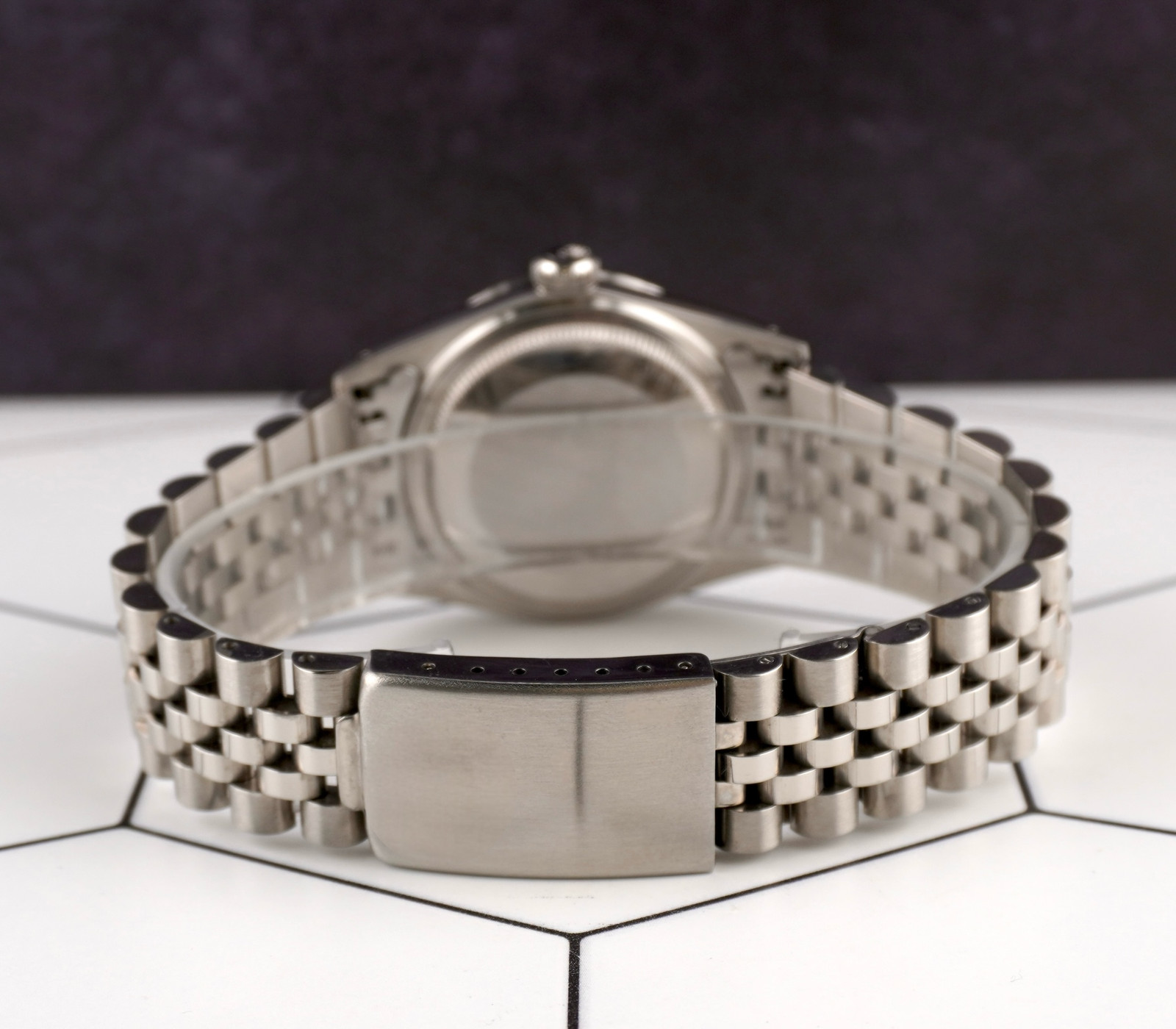 Rolex 36mm Datejust Steel Engine-Turned Grey Dial Watch