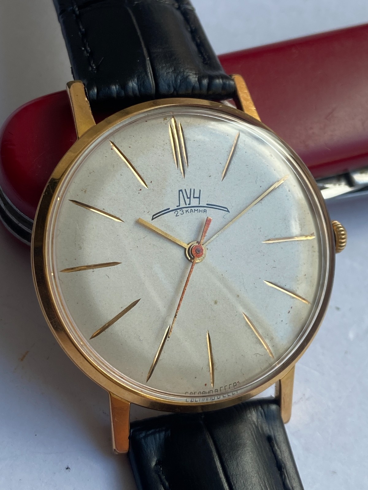 Vintage RARE SOVIET WRIST WATCH Men LUCH ЛУЧ DE LUXE 2209 CCCR AU 20 MICRONS