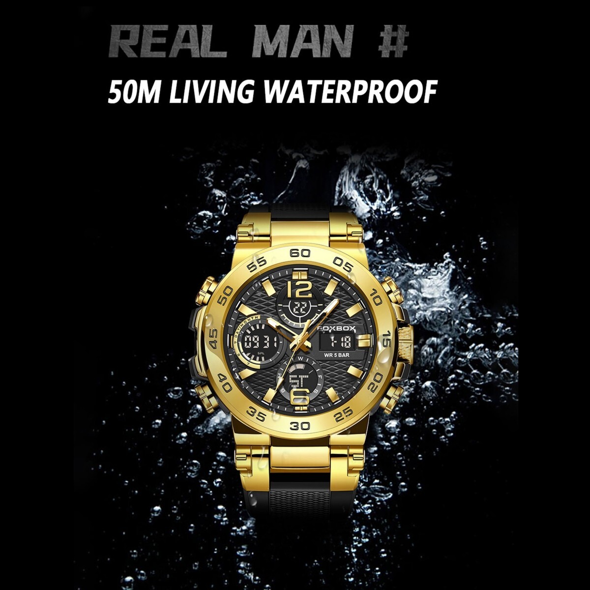 LIGE FOXBOX Men Watch Military Quartz Luminous Boy Silicone Digital Wristwatch