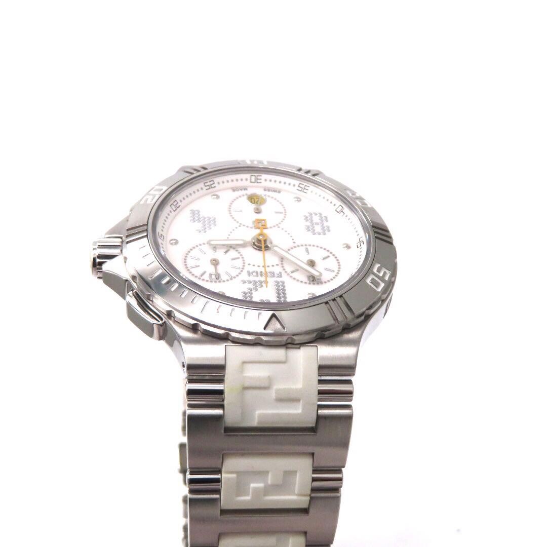 Fendi 4800M Chronograph White Mens Watch Quartz Japan 077718