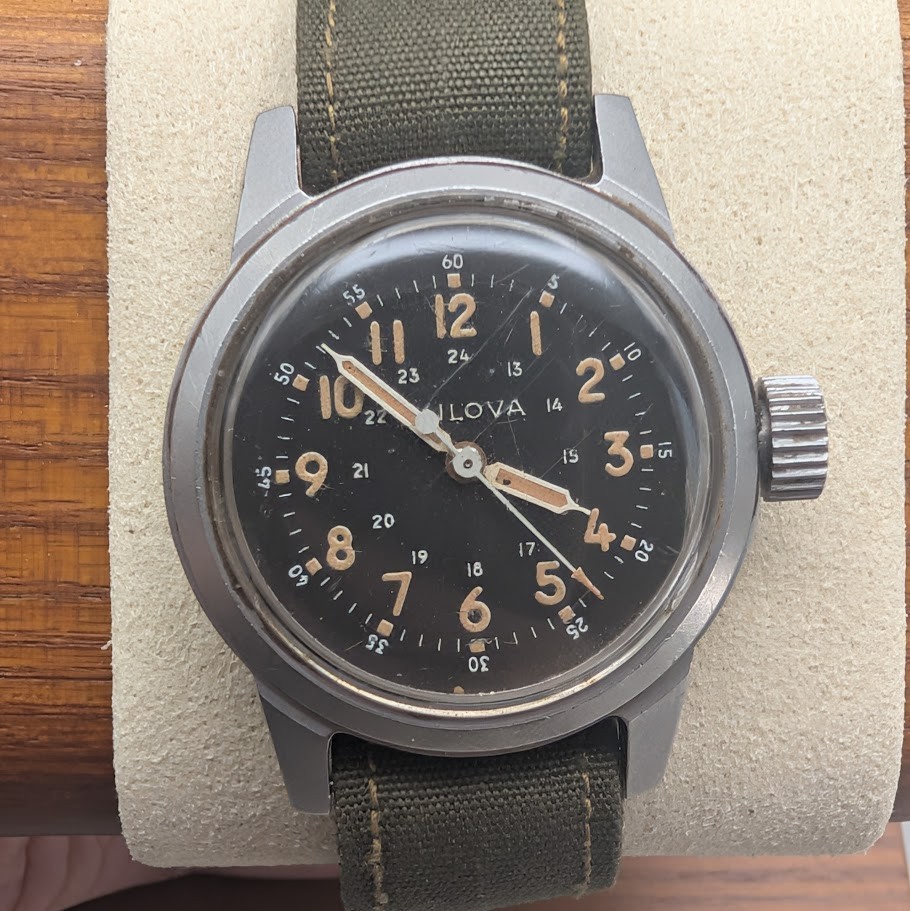 Vintage Bulova A17A Navigator Military Watch MIL-W-6433A Runs 32mm