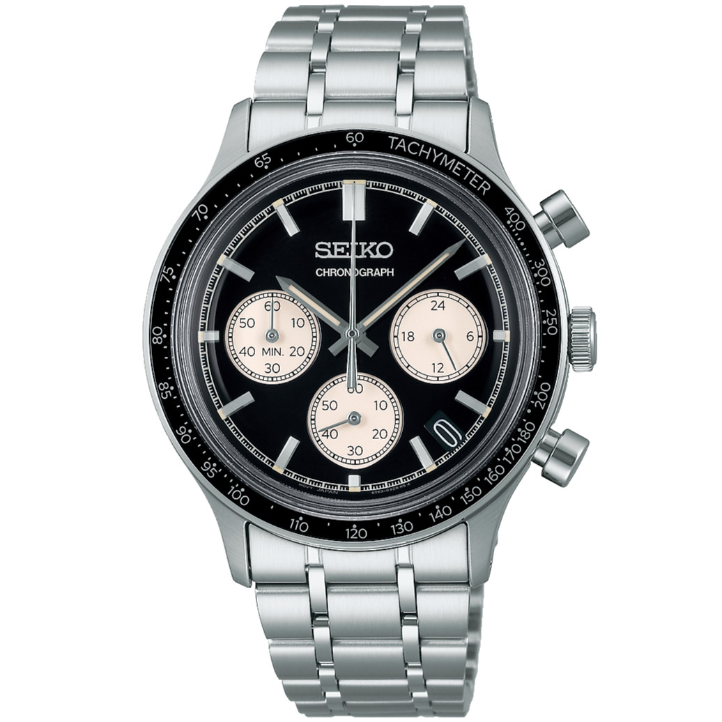 SEIKO SELECTION SBTR055 Chronograph Stainless Steel Quartz Watch Black 38.7mm
