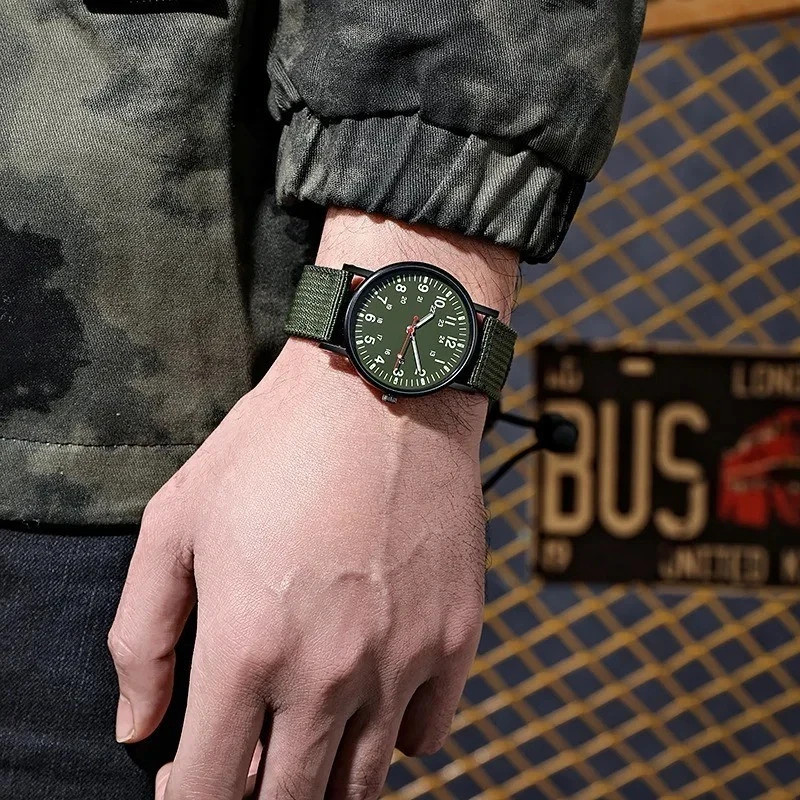 Military Watch Army Durable Water Proof Luminous 24Hours Dial Nylon Strap USA