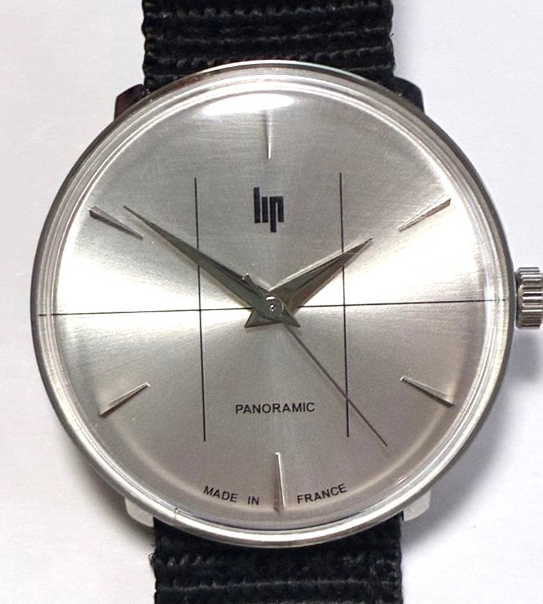 LIP Panoramic Vintage Mens Wristwatch Silver Dial NATO Strap Made in France Japa