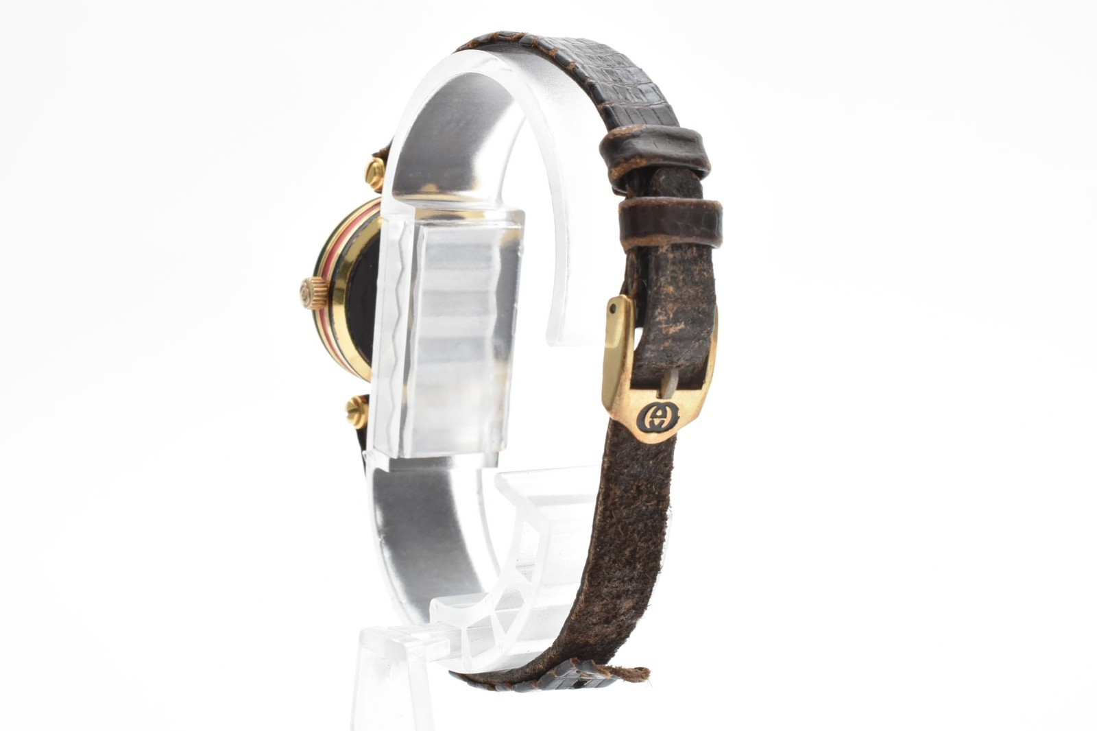 [EXC+5] GUCCI 2000L Sherry Line Gold Ivory Qz Womens Watch JAPAN