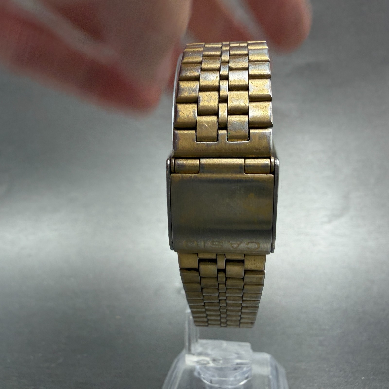 Casio B612W Watch Men 35mm Digital Gold Tone Date Round New Battery 350 VTG