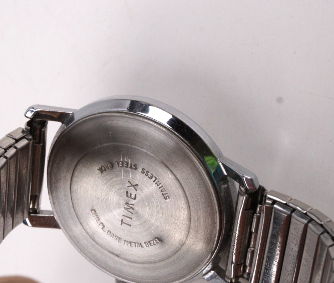 Vintage 34mm Chocolate Brown Dial TIMEX Silver Band Mechanical Mens Watch
