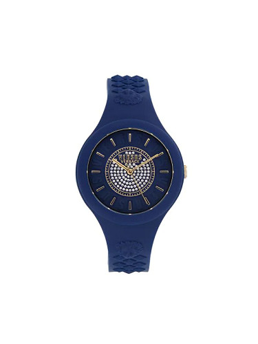 NWT * Versus by Versace Womens Blue Crystal & Silicone Watch * MSRP $200