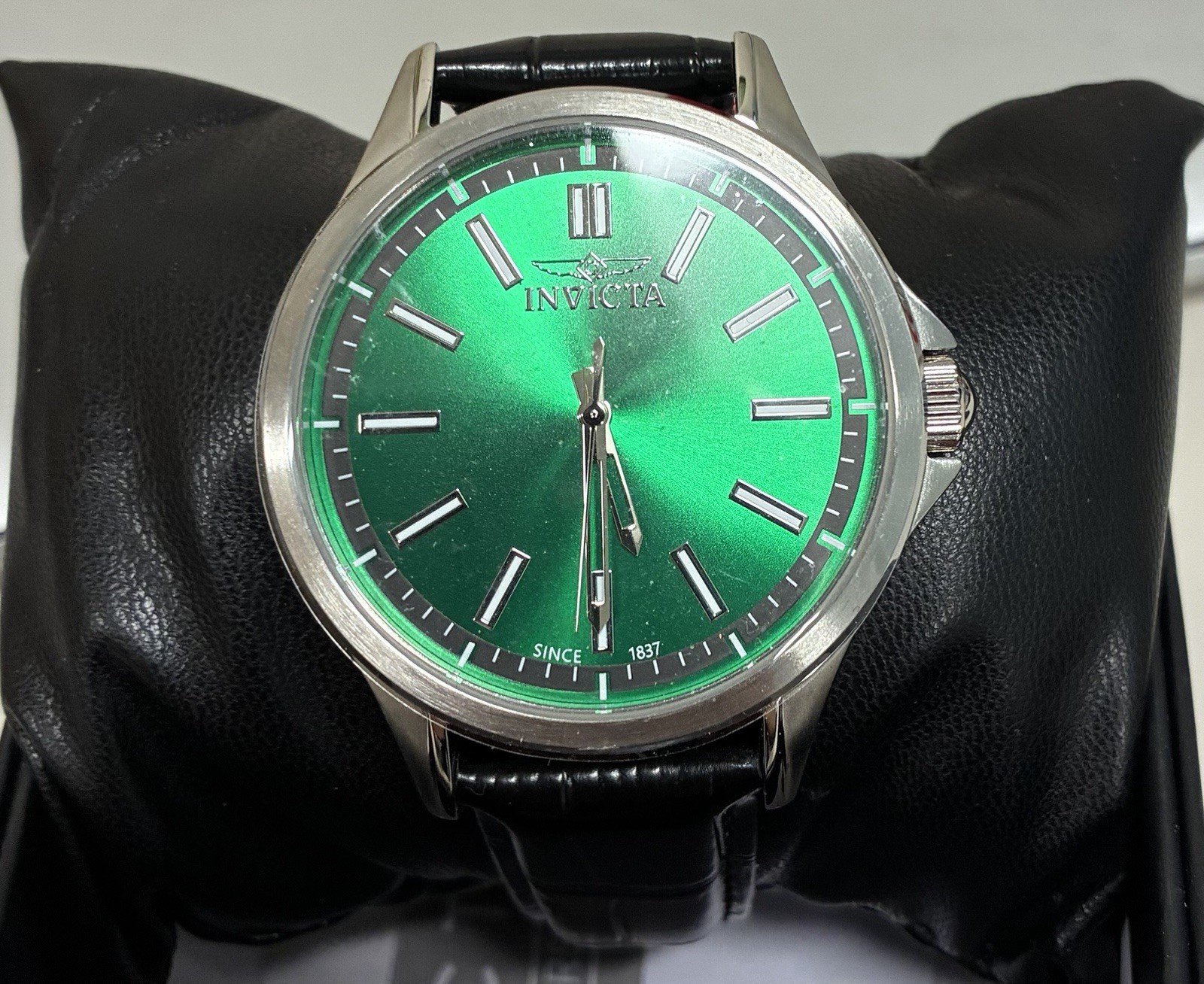 Invicta Celestial Men’s Wristwatch 43mm Green Dial Leather Strap 30m 50471