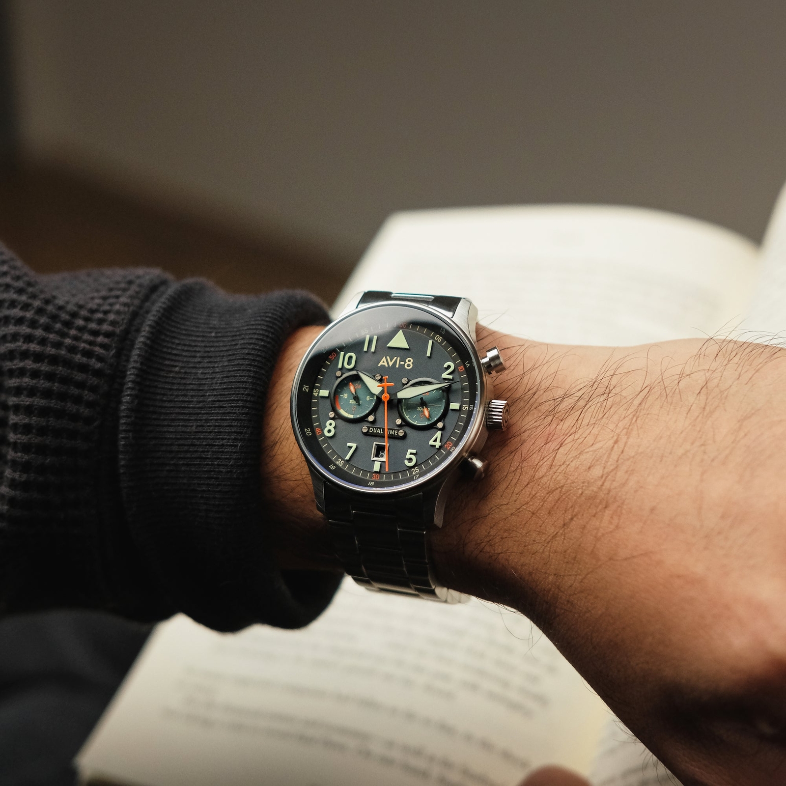 AVI-8 Hawker Hunter Carey Stainless Steel 43.5mm Japanese Quartz Wristwatch