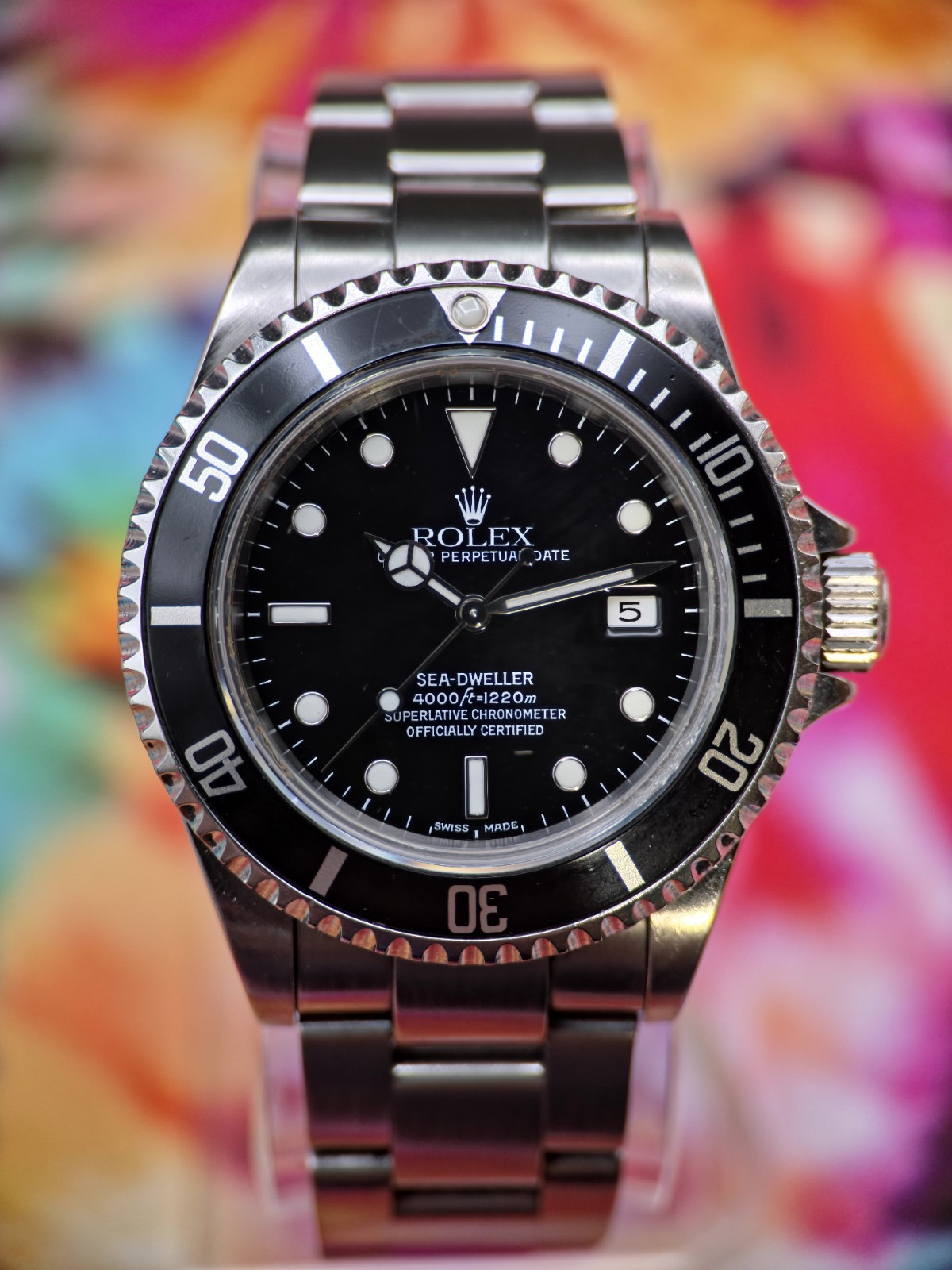 Rolex Sea-Dweller 16600 Silver Oyster Bracelet with Black Bezel