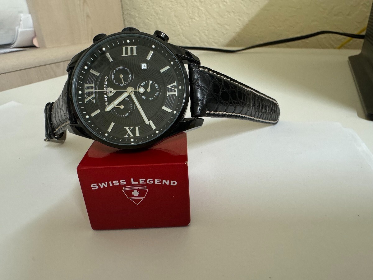 Swiss Legend Bellezza chronograph Genuine black Alligator band watch 42mm