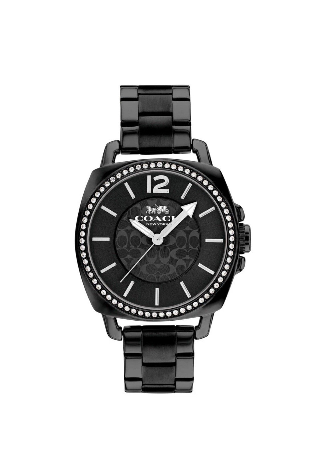 Brand New Coach Boyfriend Black Metal Band Crystal Dial Watch 14503984