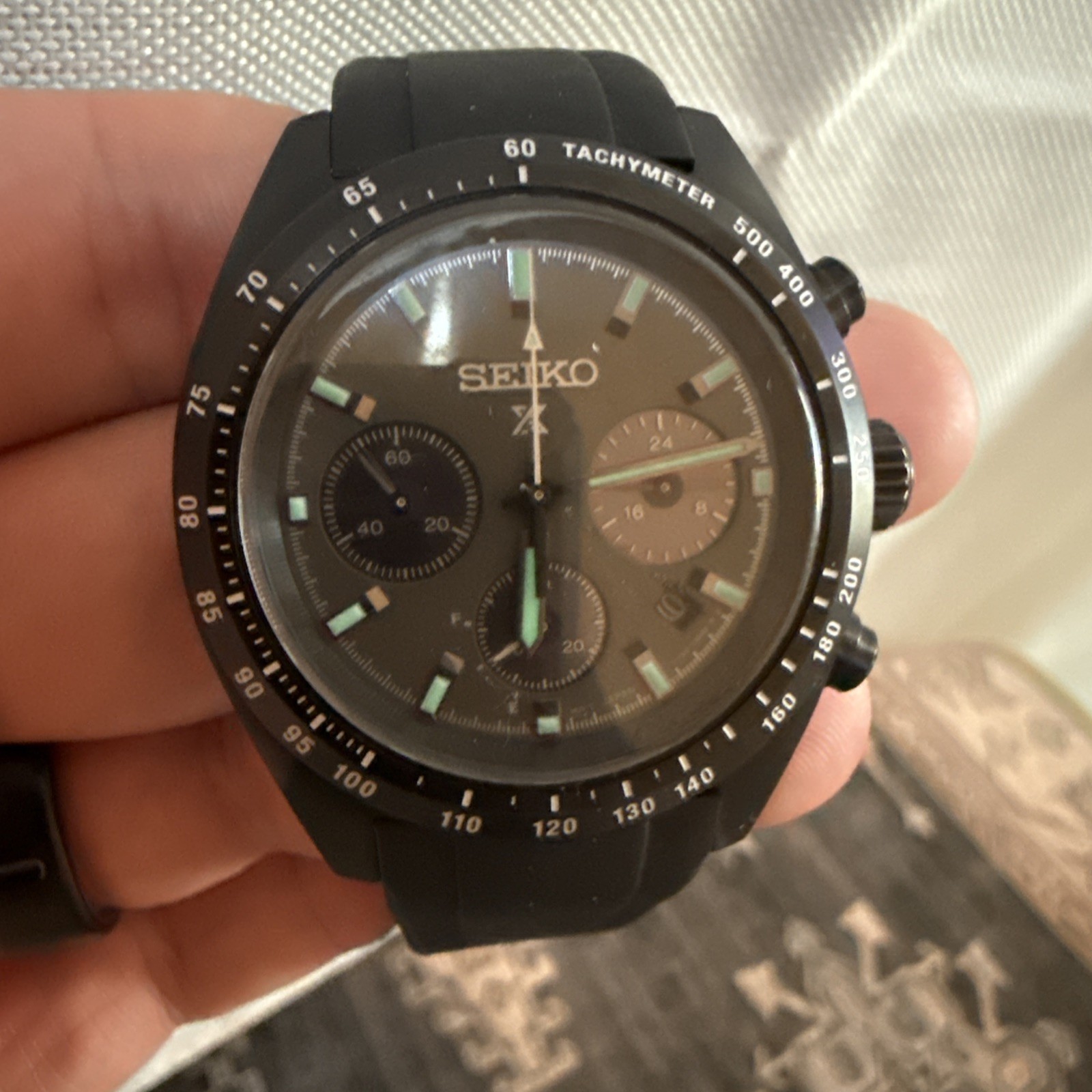 Rare Seiko Prospex SSC917 Black Series Night Vision Speedtimer Solar Chronograph