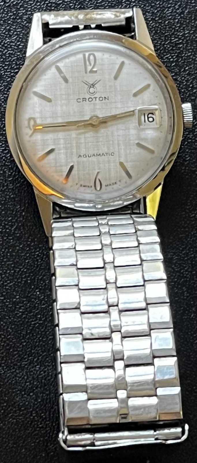 Vintage 1960s Croton Aquamatic Date Automatic Men’s Watch Stainless Steel Works