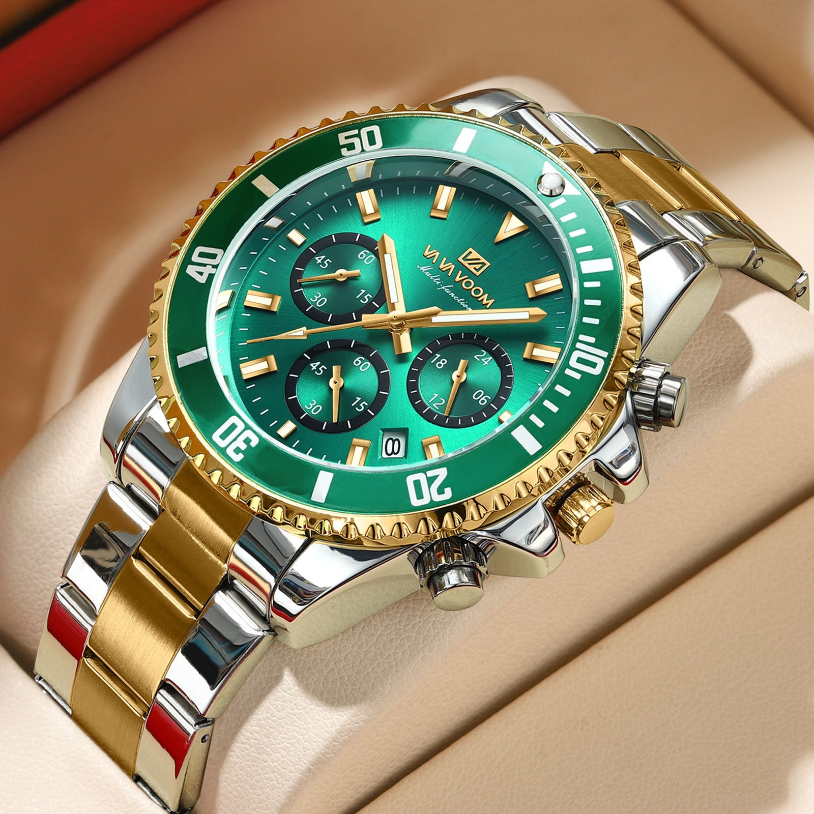 Luxury Watch for Men Small Three Needle Multi functional Stainless Steel Watch
