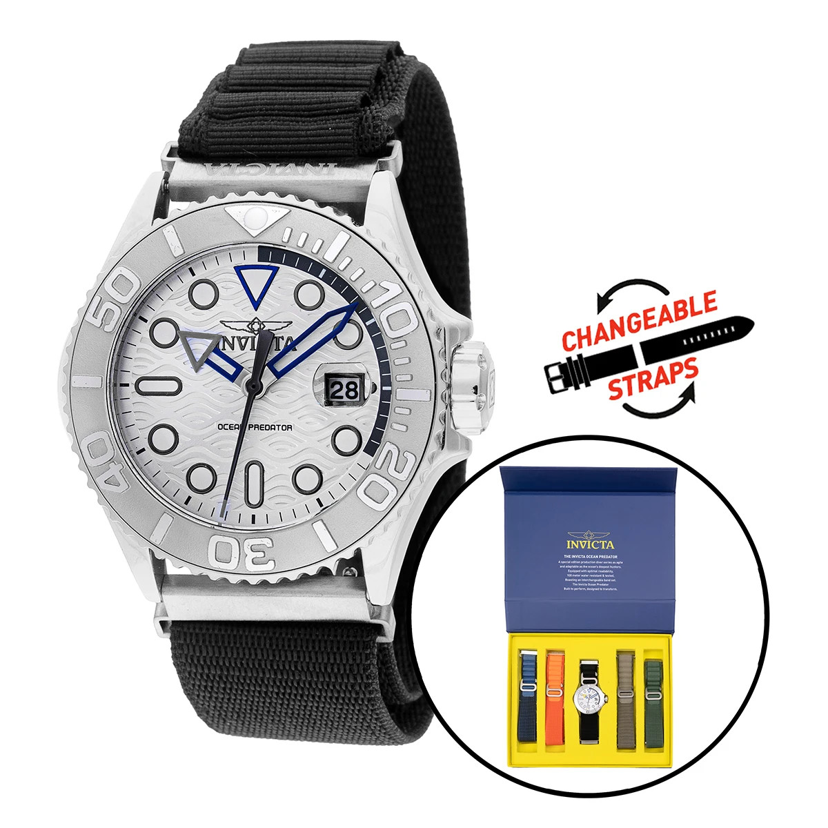 Invicta Ocean Predator With 5 Interchangeable Straps 44mm Men’s Watch 49798
