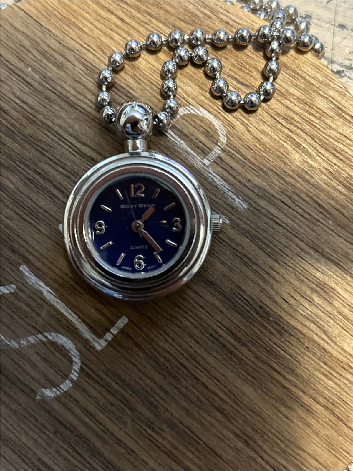 Body Gear Necklace Watch Blue Dial Running New Battery