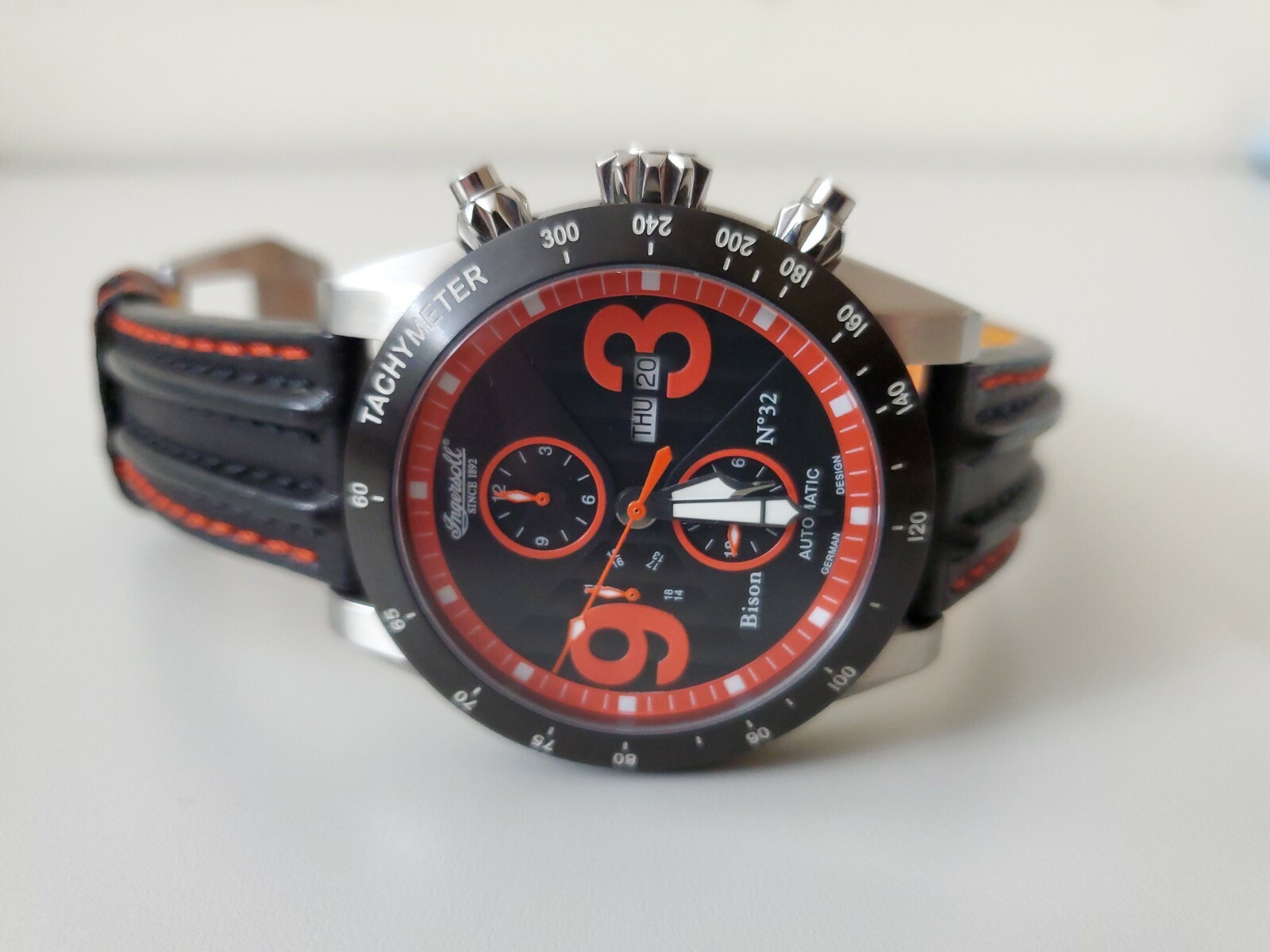 Ingersoll IN1620BKOR BISON #32 LIMITED EDITION 5ATM BLACK &ORANGE COLOR