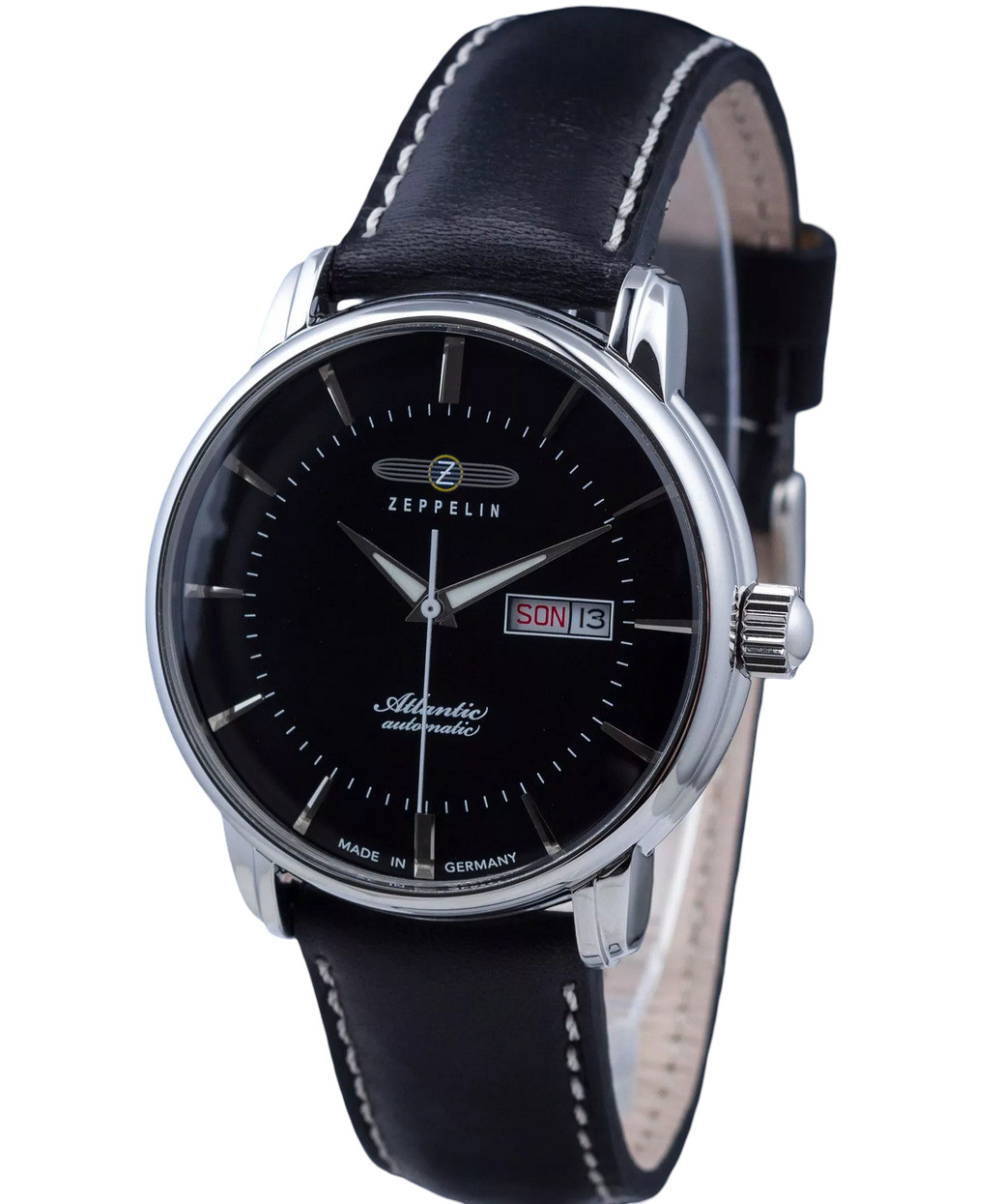 Zeppelin Automatic Atlantic Black Dial Day Date 8466-2 Leather Band Men’s Watch