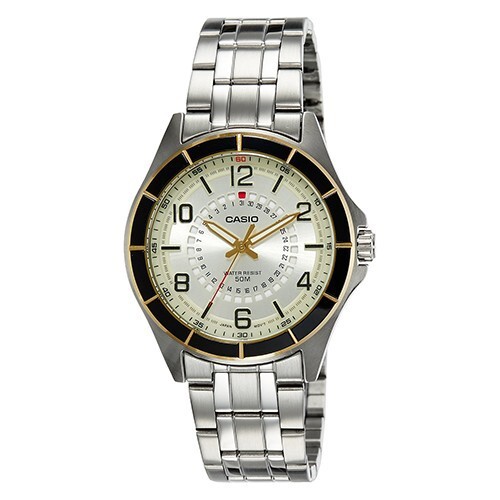Casio Enticer Men’s Analog White Dial Stainless Steel Watch MTF-118BD-9AVDF