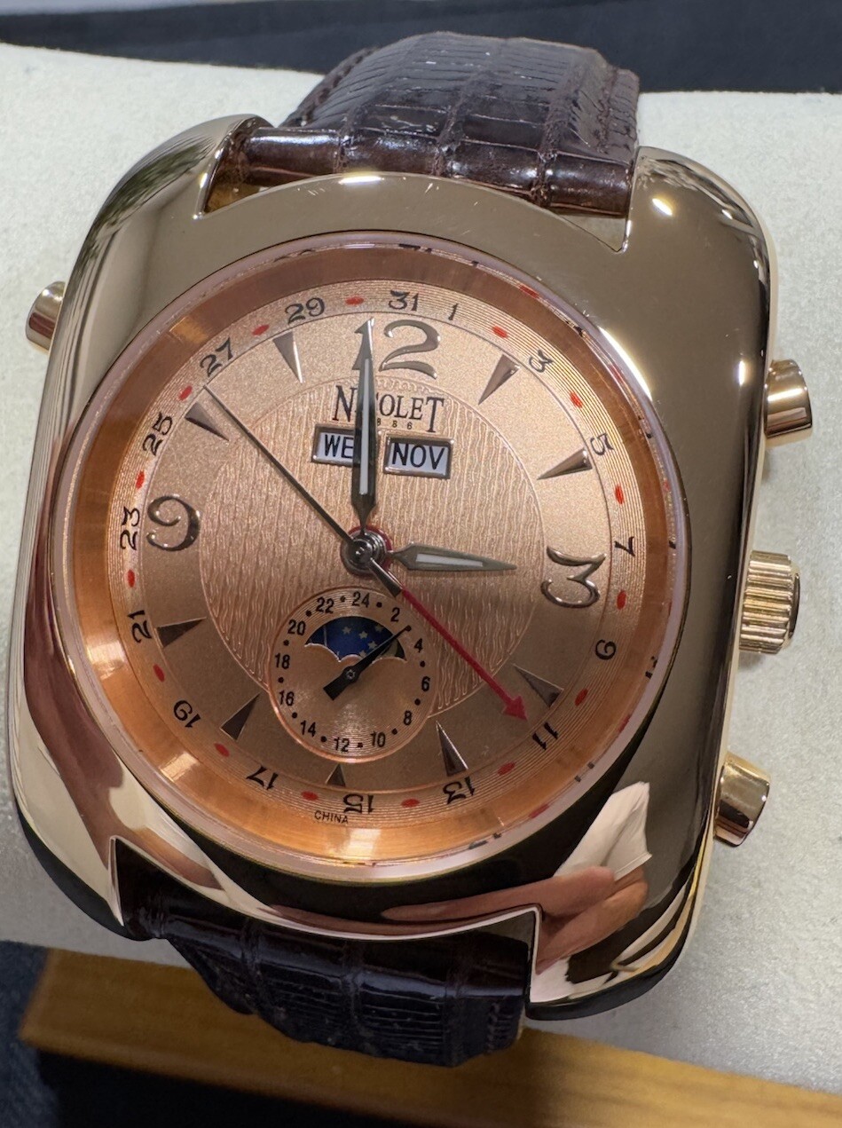 Nicolet 1886 Wrist Watch Automatic Vintage RARE Sapphire Nt322026 35 Jewels