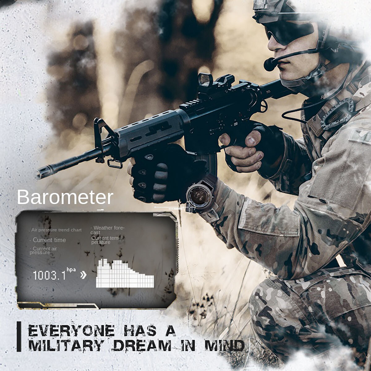 NORTH EDGE Tactical Smart Watch Outdoor Sport Altimeter Barometer Compass Wrist