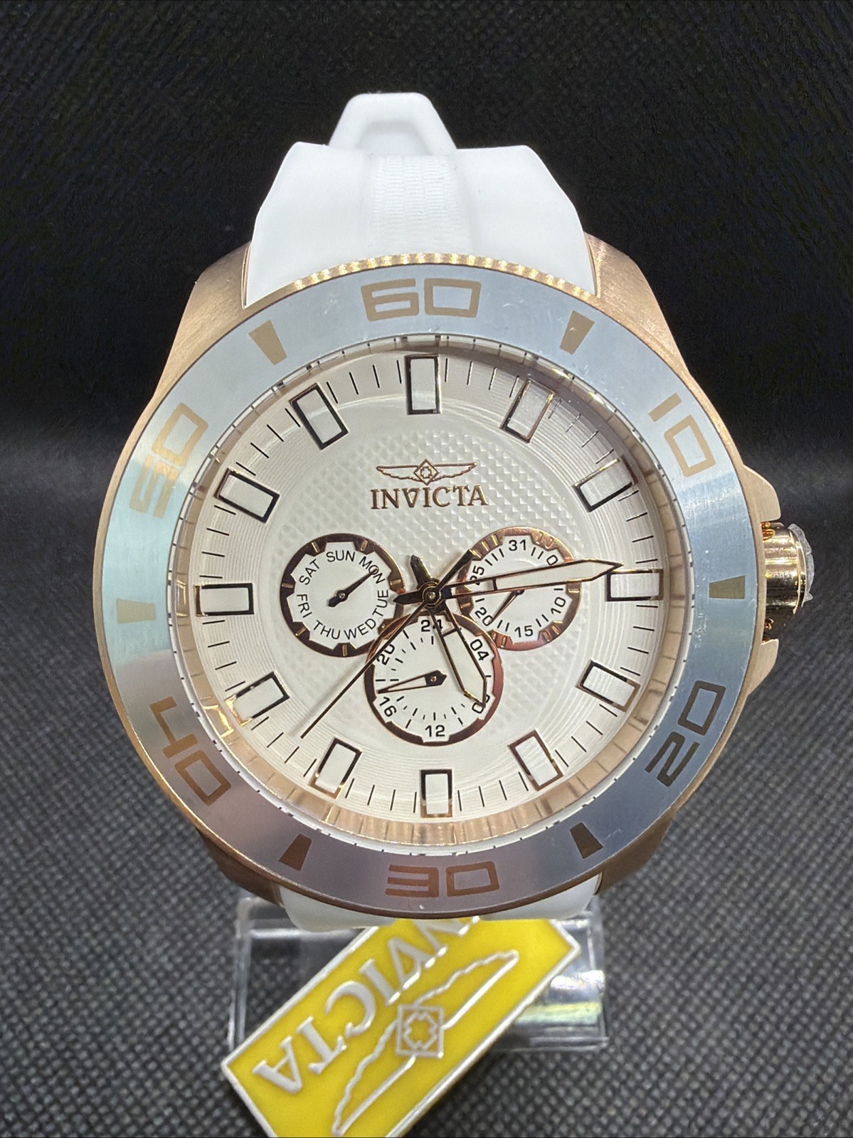 Invicta Pro Driver Mens watch 50mm White/Rose Gold. New!