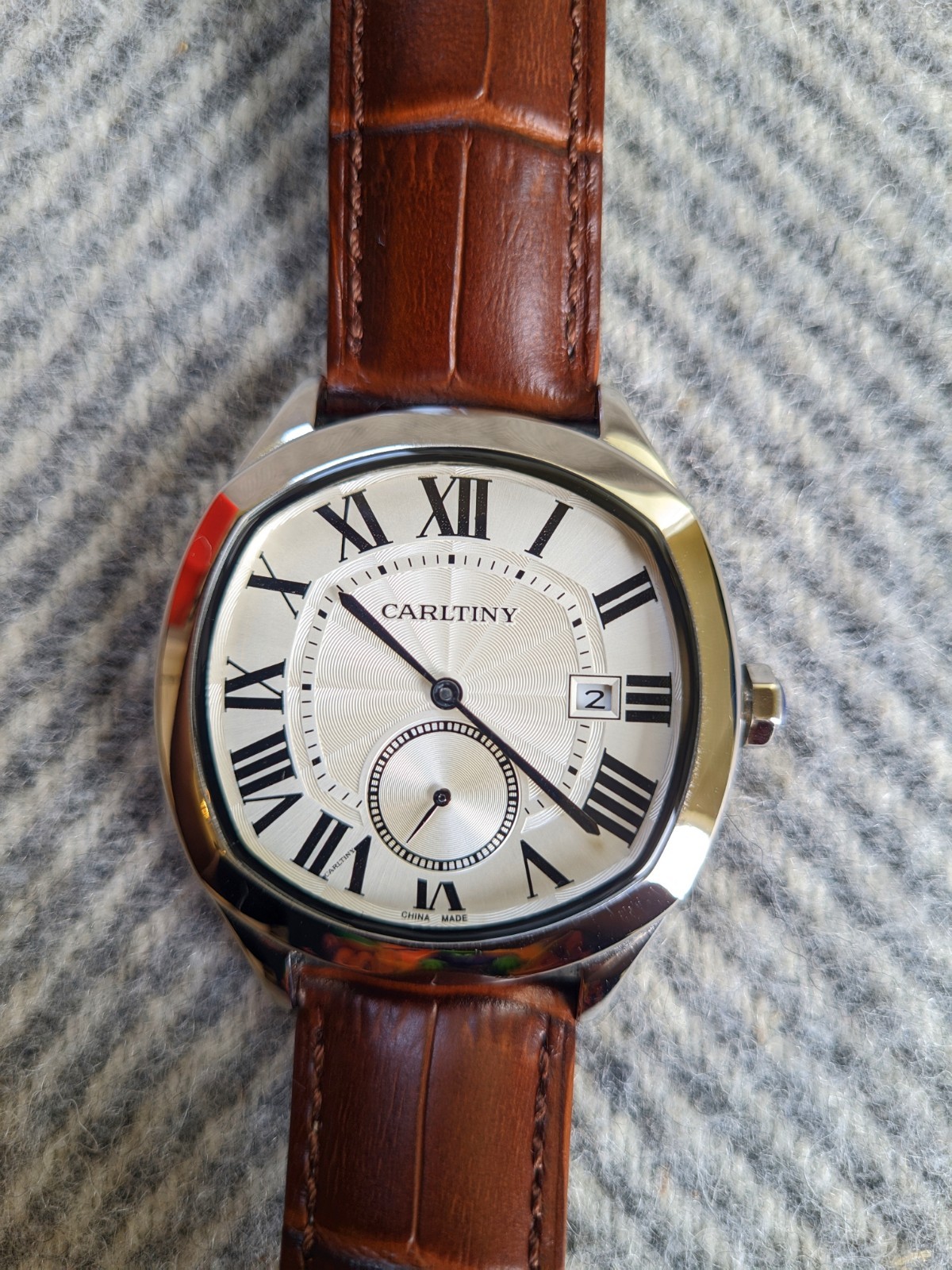 Carltiny ST1701 Automatic Watch, Guilloche Dial, Small Seconds
