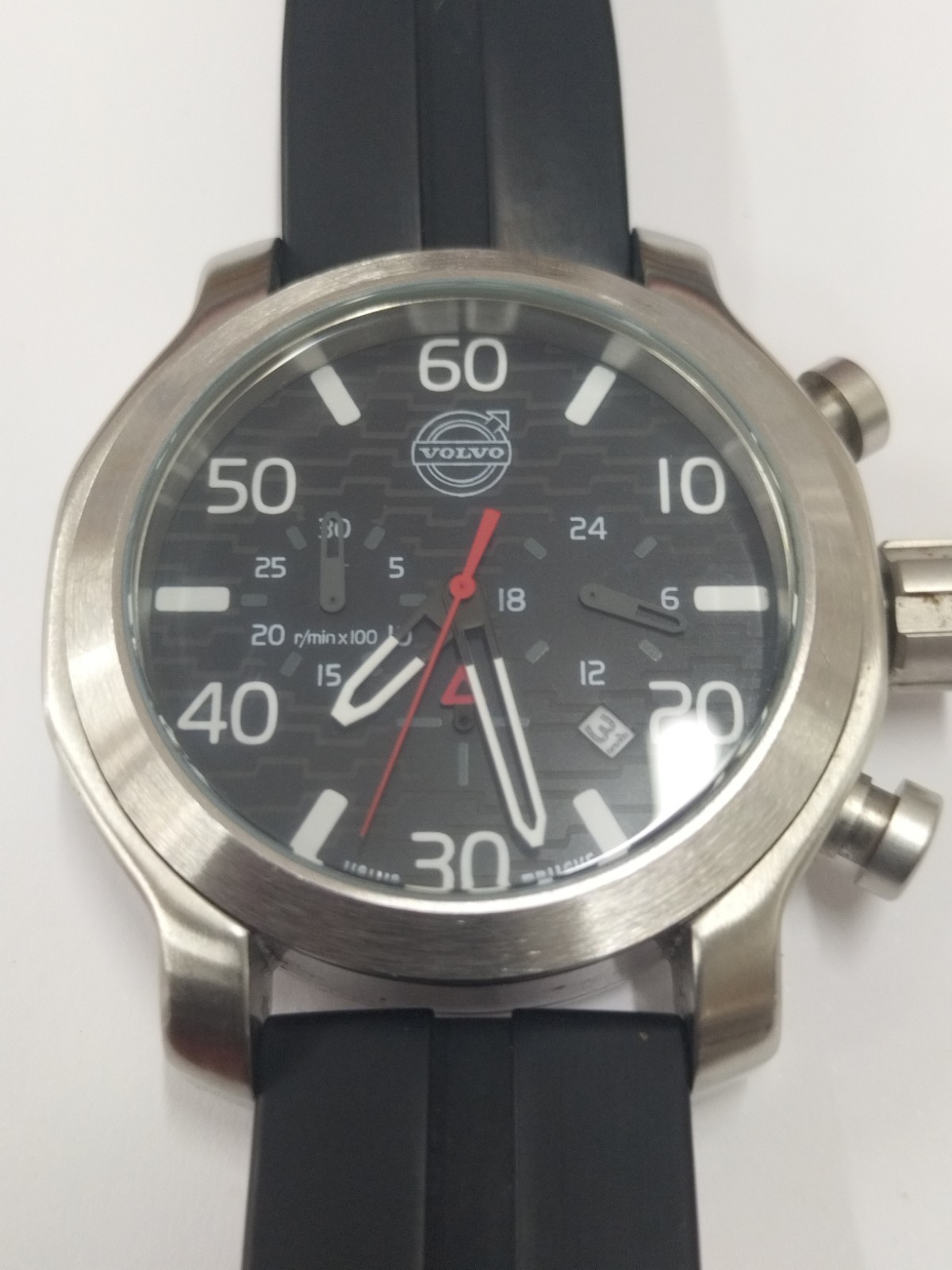 VOLVO TRUCK DESIGN STAINLESS STEEL CHRONOGRAPH BLACK DIAL LIMITED EDITION WATCH