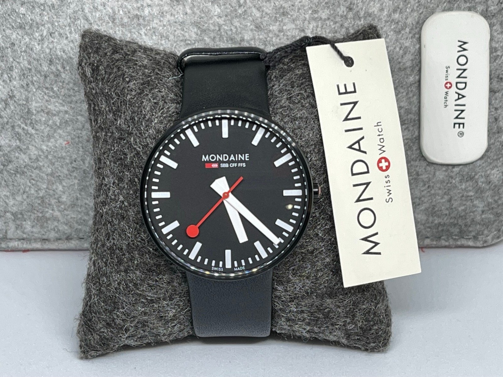Mondaine Classic Black Band and Black Dial 42mm Watch A660.30328.64SBB