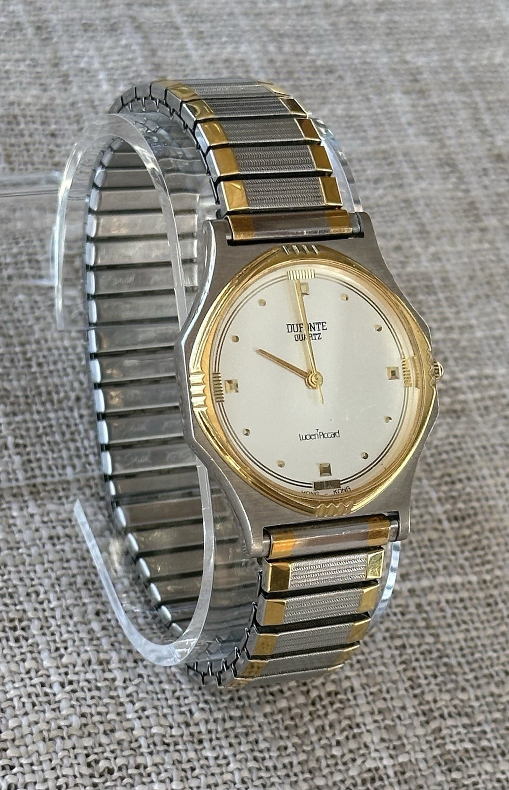 1980’s Lucien Piccard Dufonte Wrist Watch, 2 Tone SS/Gold, Art Deco Style Quartz