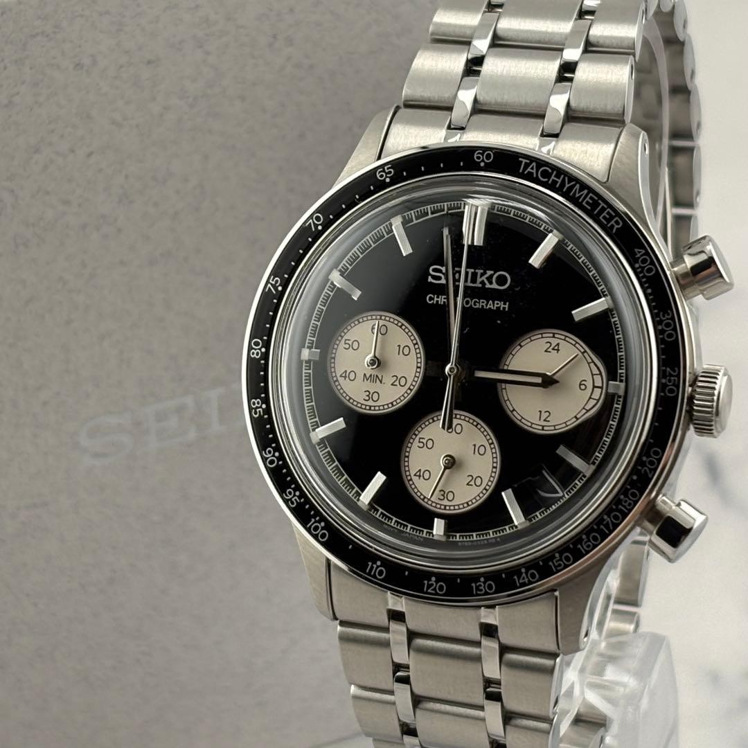Seiko SBTR055 Black Panda Watch 40mm wrist 19cm Near Mint