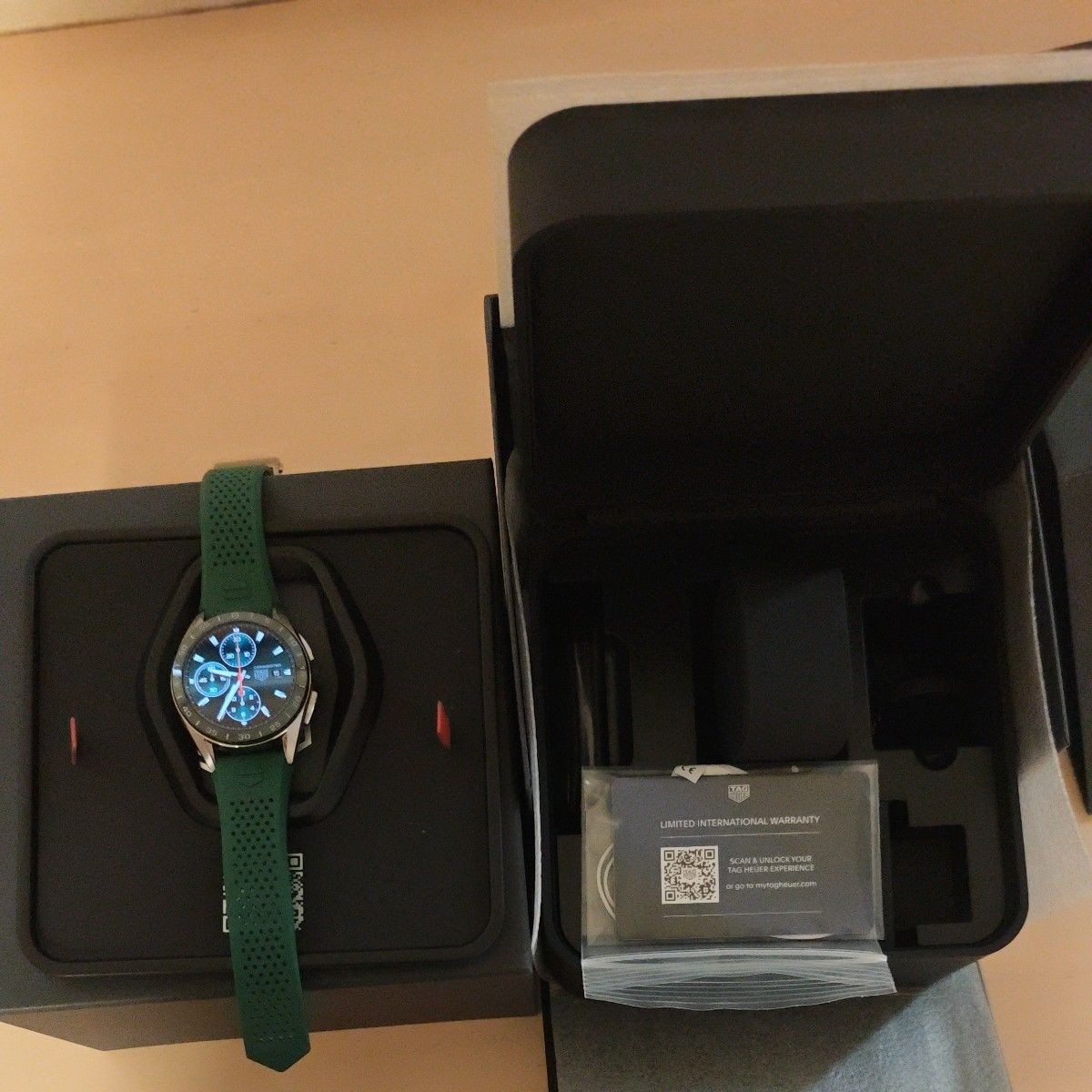 TAG HEUER Connected Calibre E4 SBR8A14 Wristwatch Watch Green Rubber W/Box