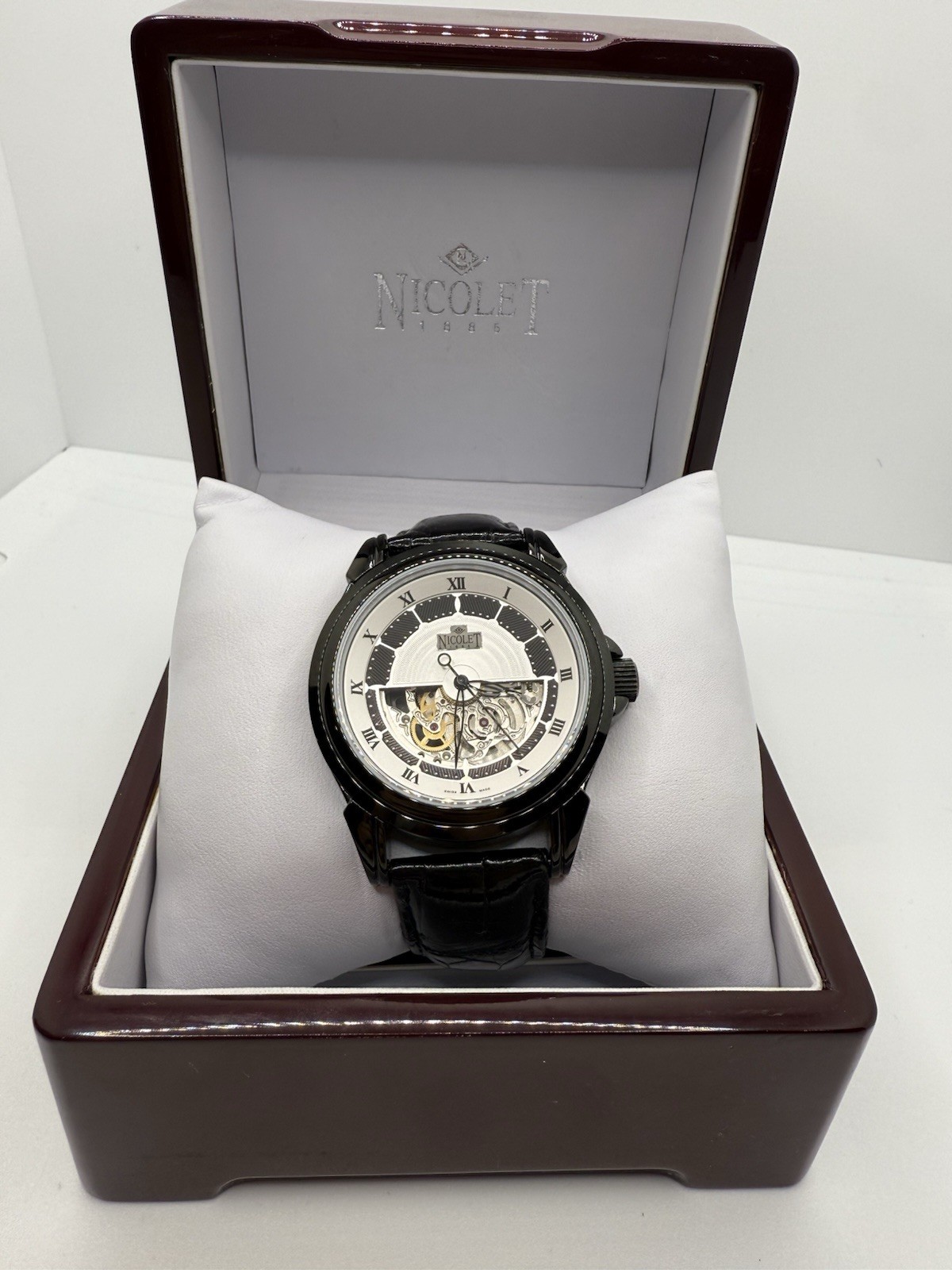 Nicolet 1886 Men’s Stainless Steel Skeleton 25 J Automatic Watch Limited Edition