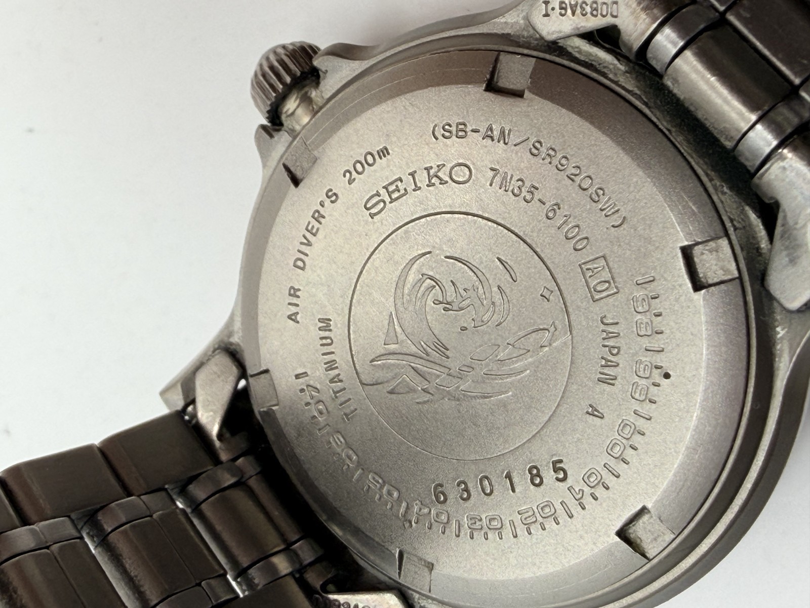 Vintage [Near MINT] SEIKO Mens Watch Titanium Scuba 200m 7N35-6100 Gray JAPAN