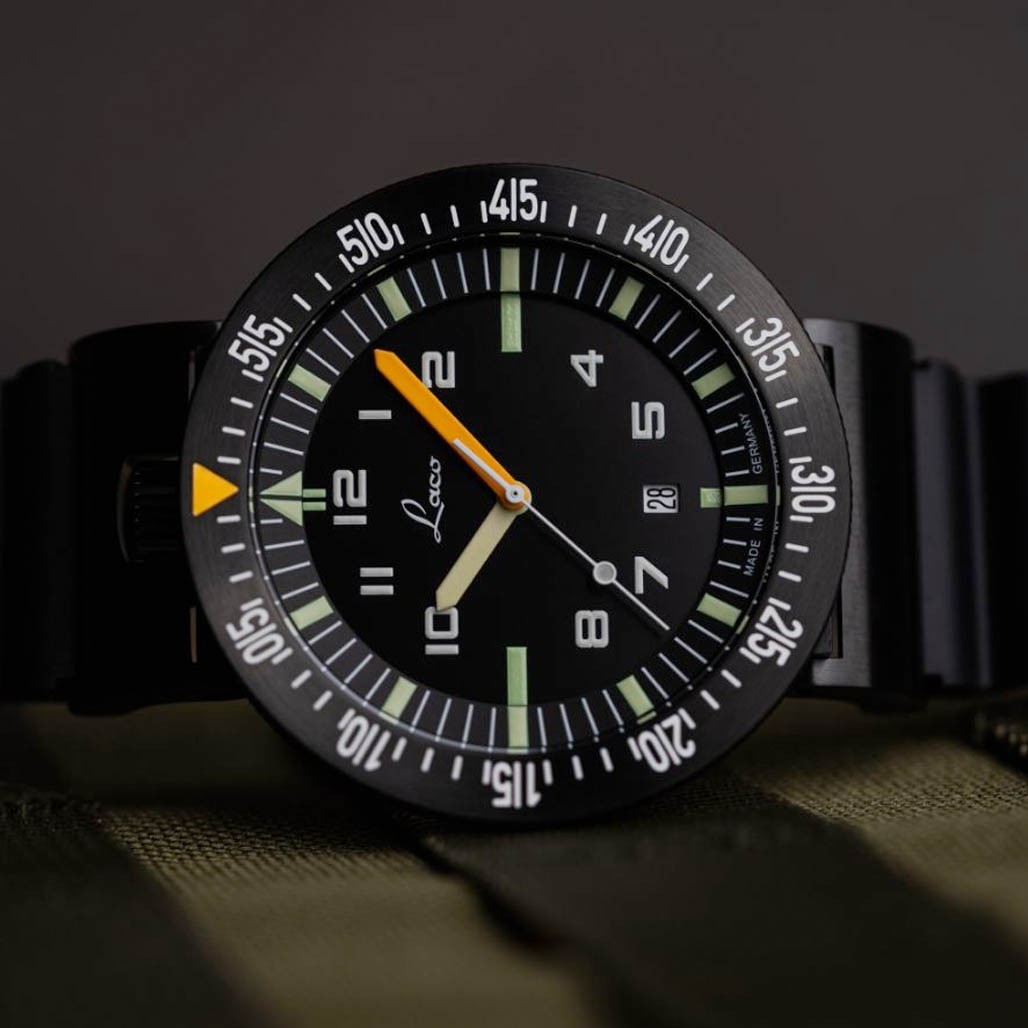 Laco Squad Atacama 3 Tactical Dive Watch Black PVD Case #861632.3 Automatic NEW