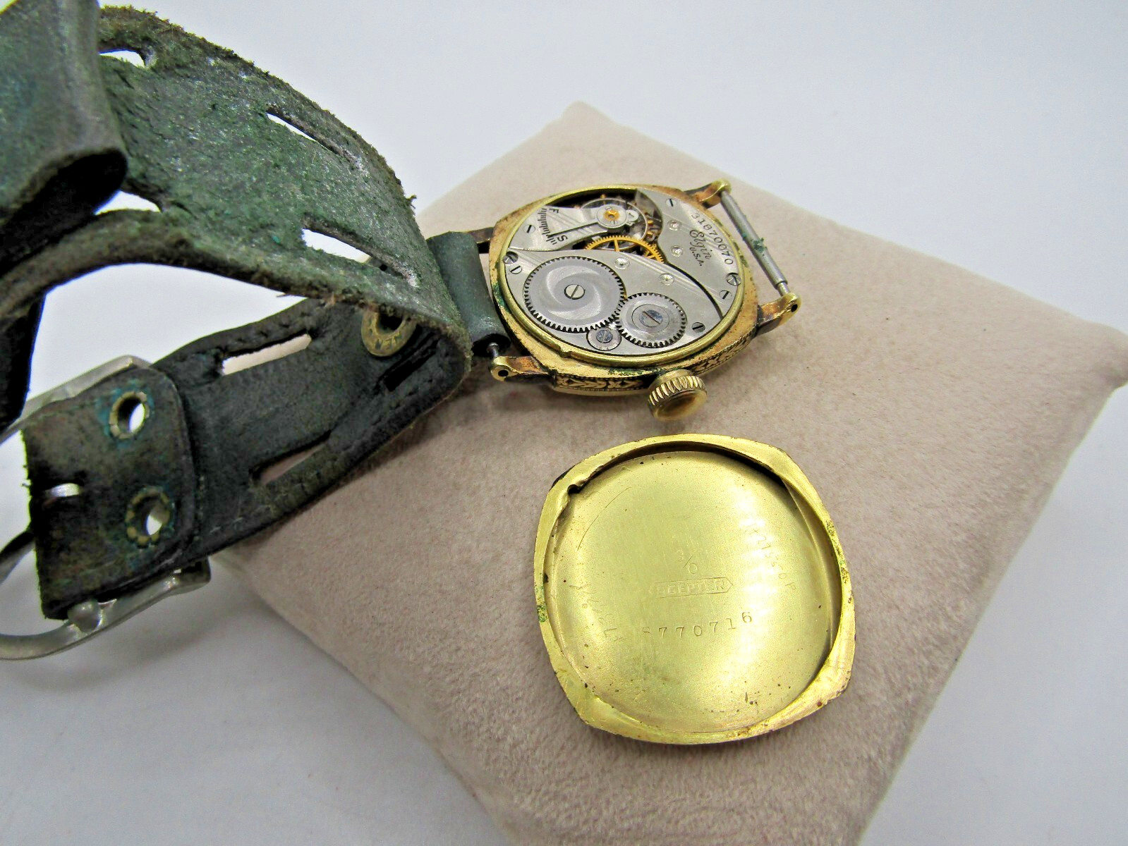 Vintage Rare 1929 Elgin Grade 462 Mod 2 Tank Trench Style GF Case Watch Repair