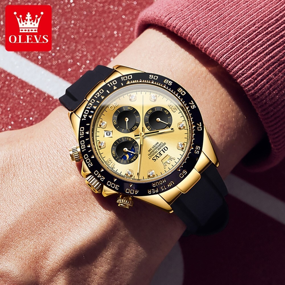 Waterproof Quartz OLEVS Watch Luxury Business Luminous Men’s Date Strap