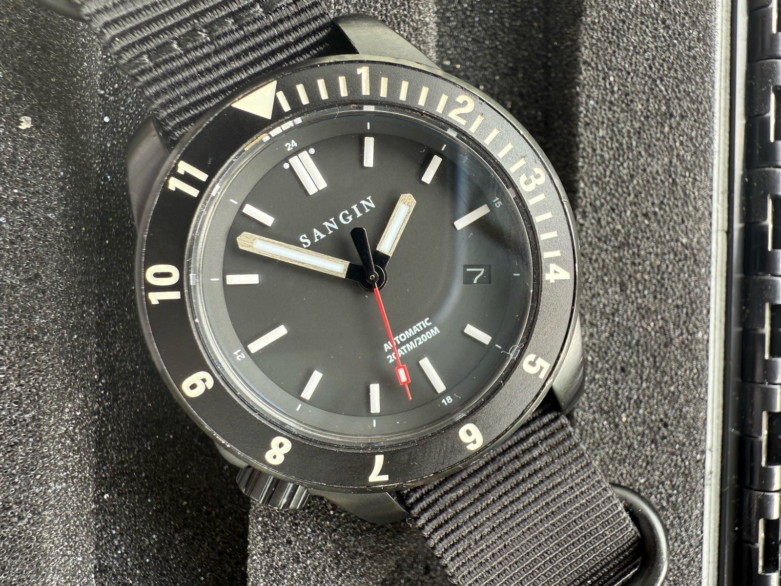 Sangin Instruments Atlas Automatic Watch DLC Stainless Steel 20 ATM
