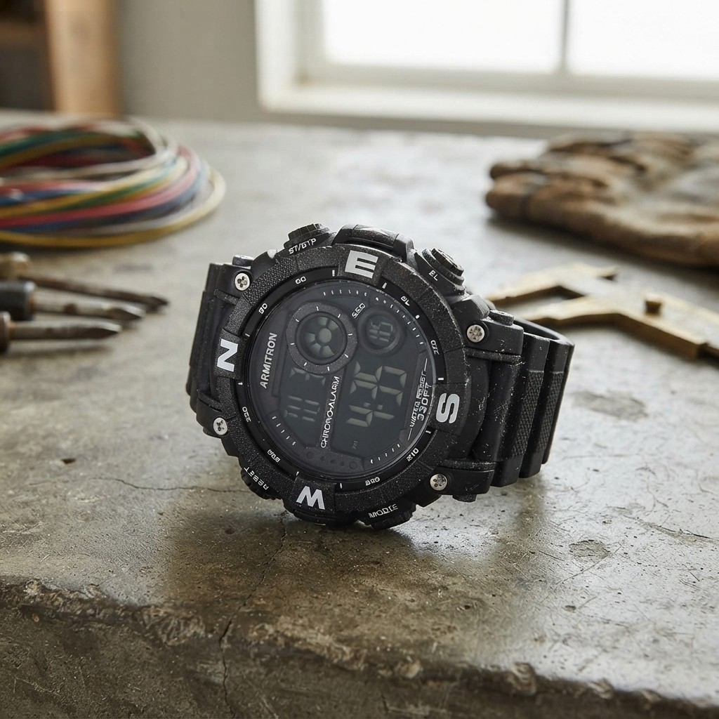 Durable Men’s Sports Chronograph Watch with Light-Up Display & Adjustable Strap