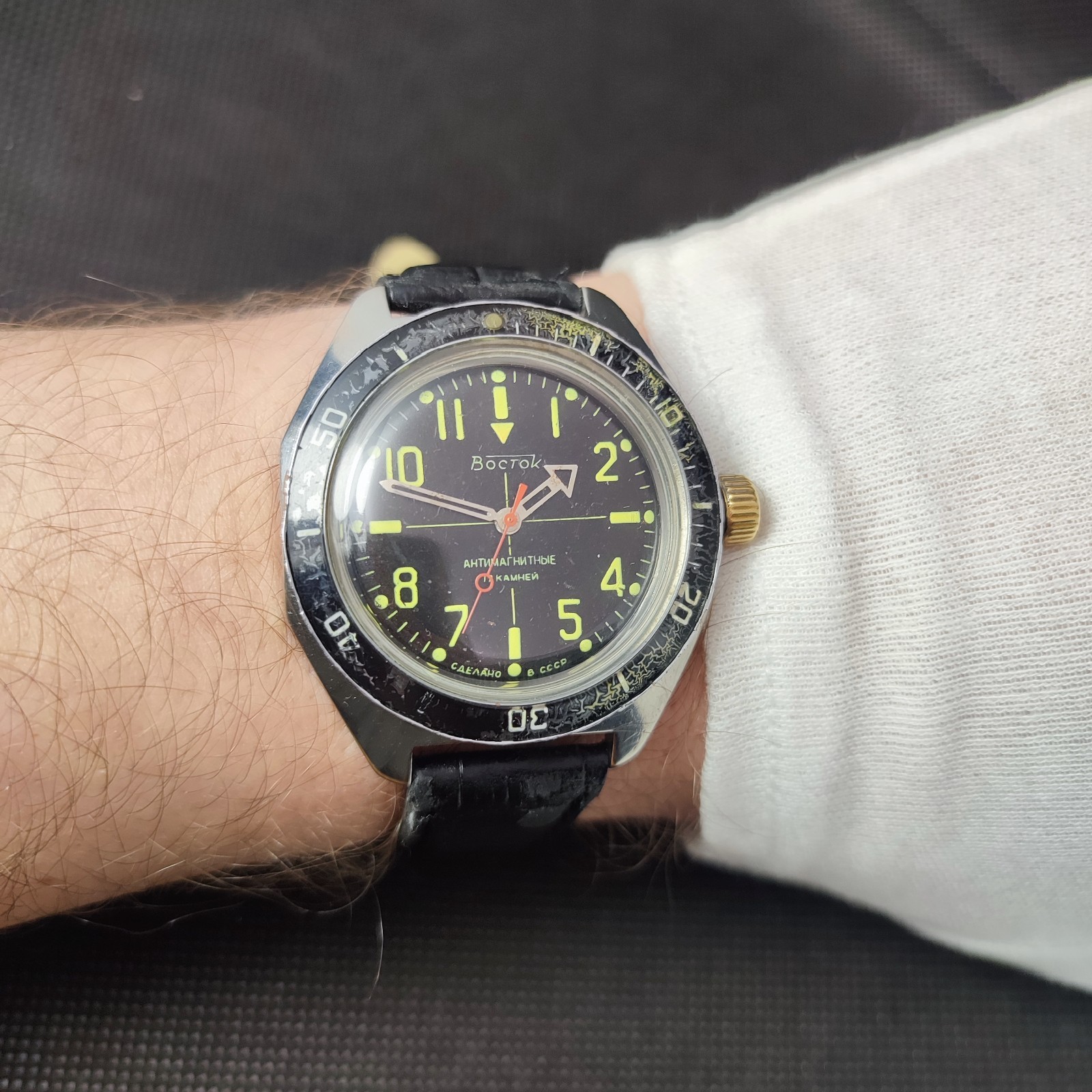 ⭐Vintage Soviet watch Vostok amphibian sniper bakelite bezel 2409.A made in USSR