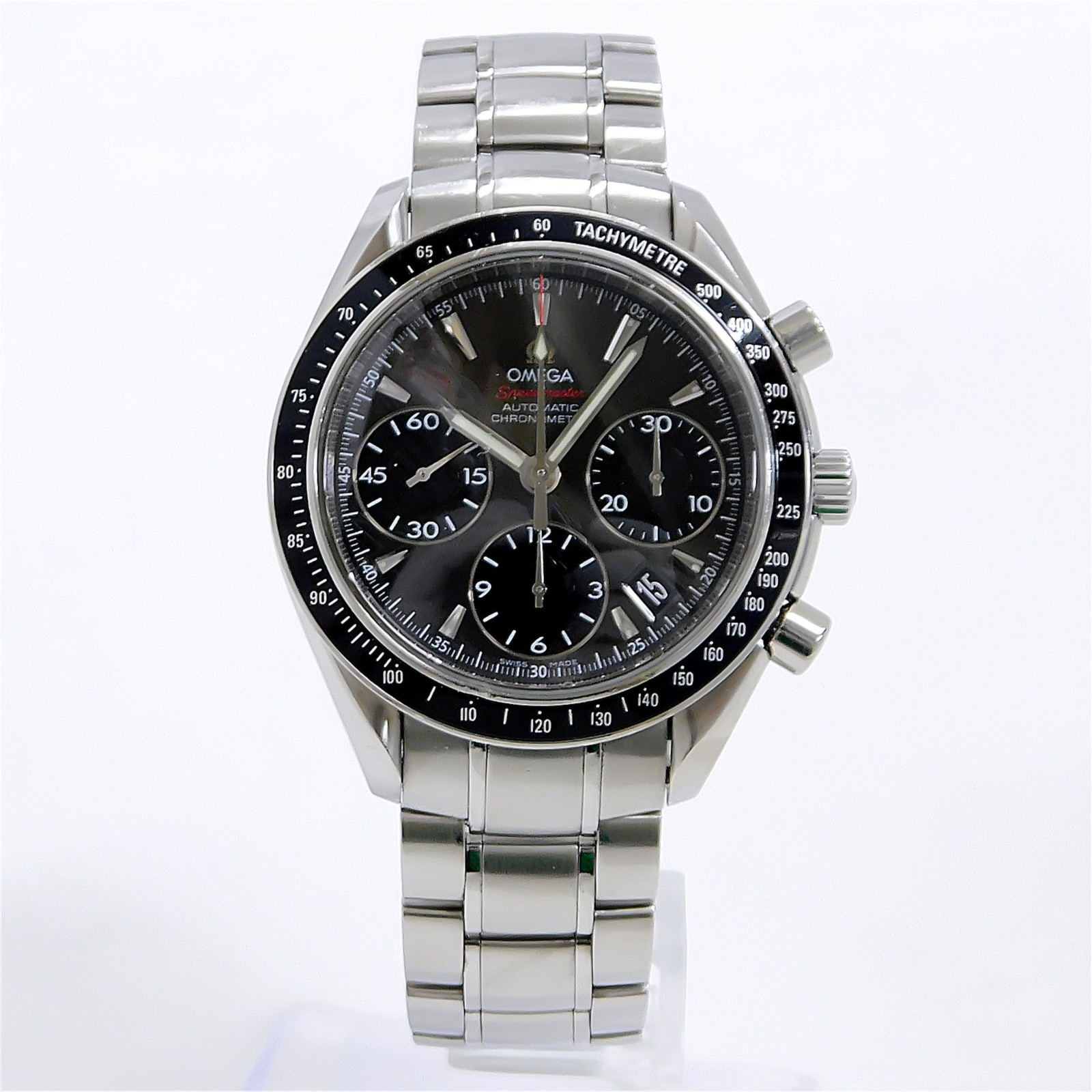 OMEGA Speedmaster Date 323.30.40.40.006.001 S. Steel Auto Men’s Watch #1384B