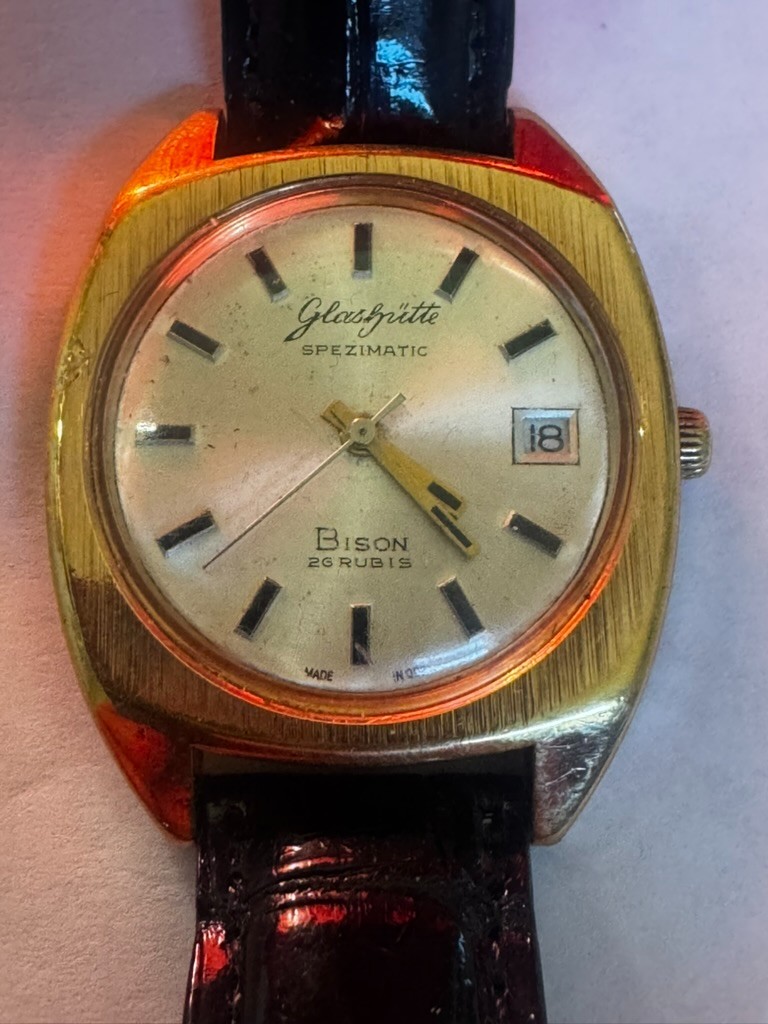 Vintage Glashutte Spezimatic Bison 26 Jewels German Watch