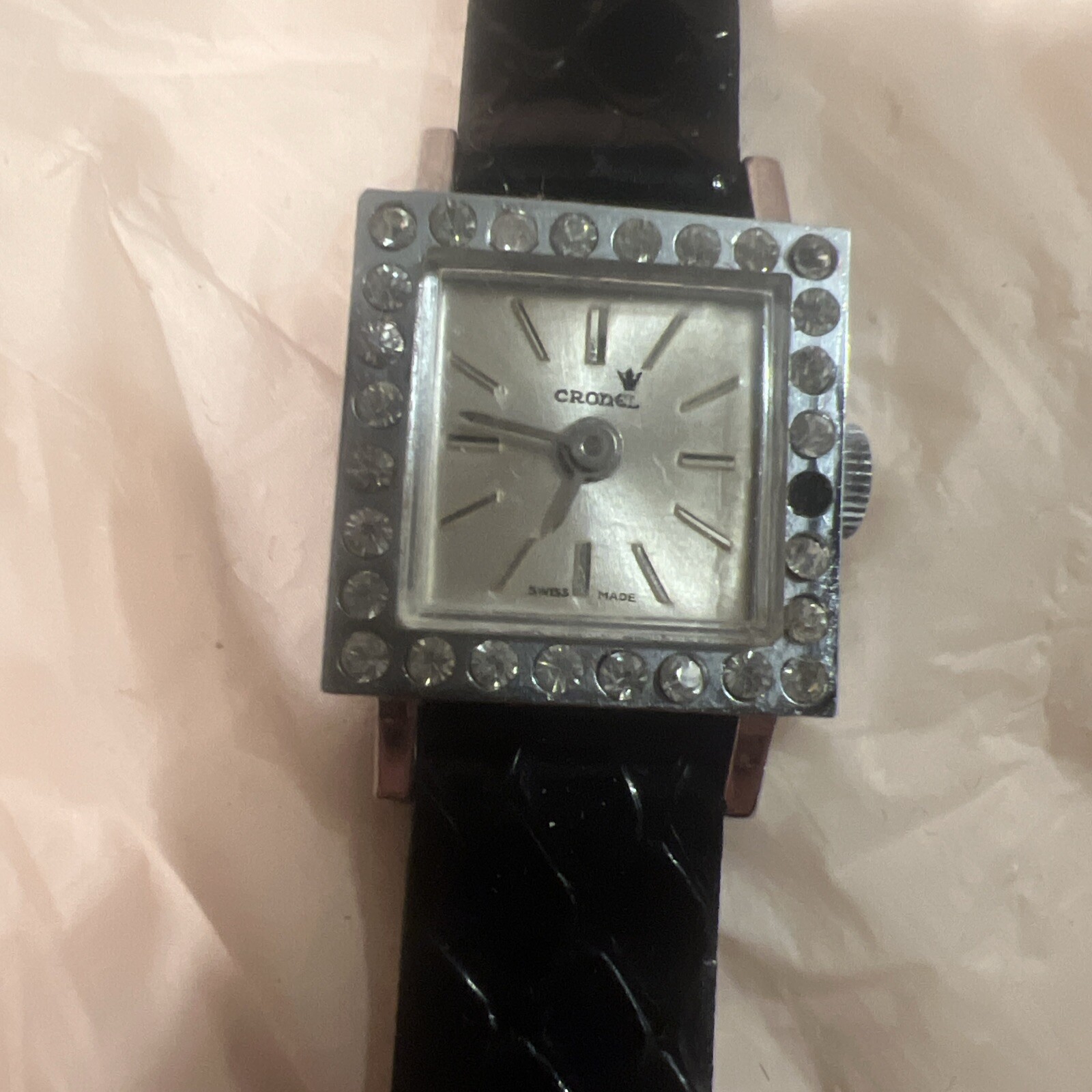Vtg Cronel #978 Silver Tone Swiss Made Manual Wind Ladies Original Box WORKS