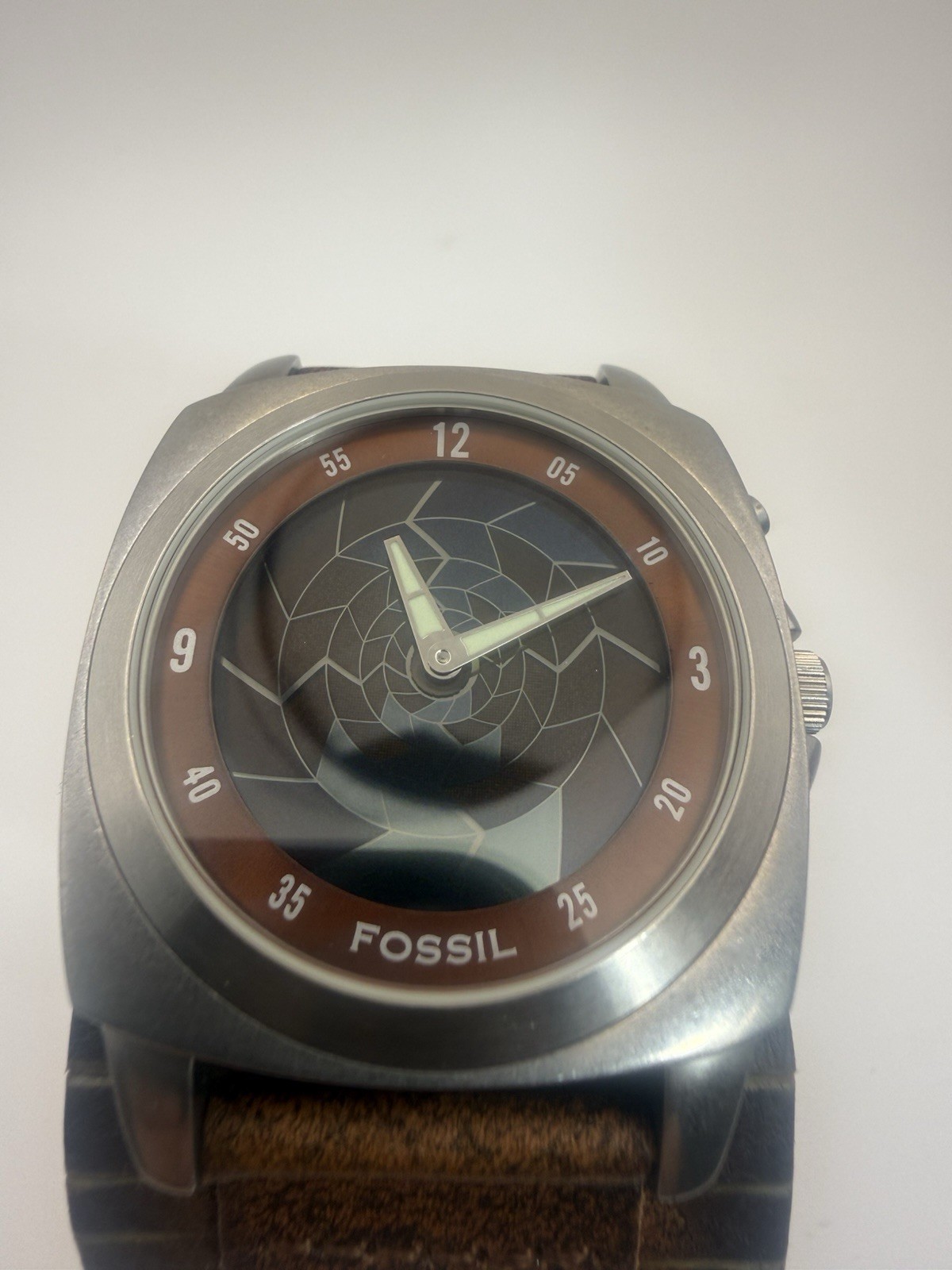 RARE Fossil Big Tic BG-1079 Animated Spider Web Dial Watch Box Manual Working