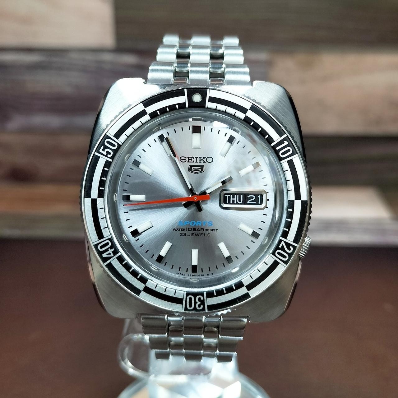 Seiko 5 Sport Rally Diver Re-Issue 7S36-0070 Automatic Silver Dial Men’s Watch