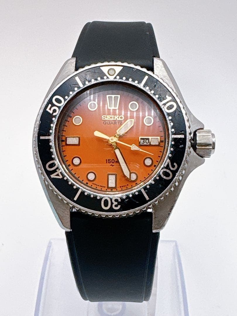 Seiko Quartz Diver 150m 7548-700C Orange Mens Watch Non-Working Parts Japan